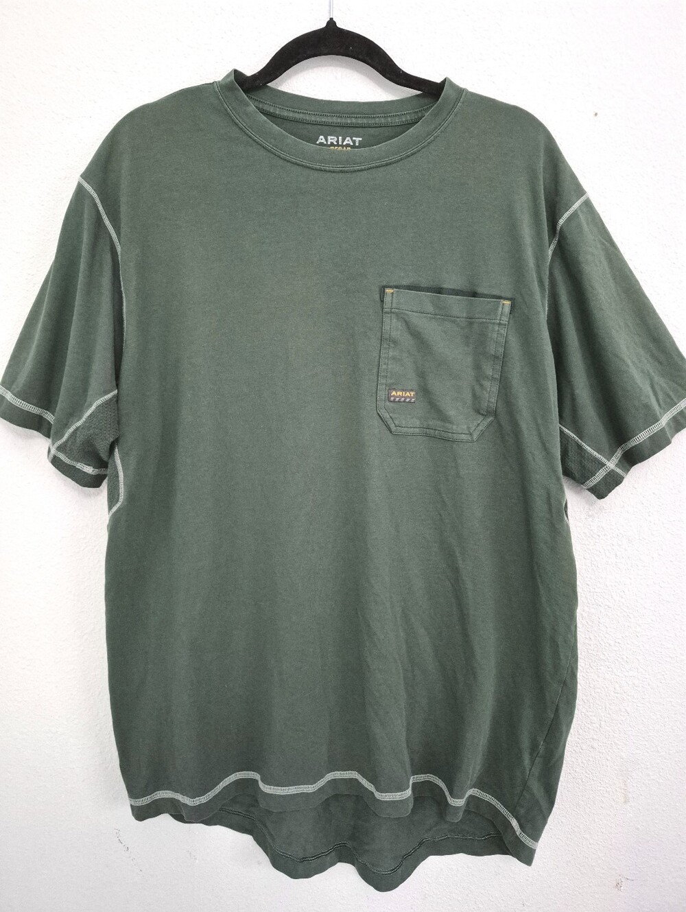 Ariat Rebar Green Crew Workman Pocket Tshirt Men Large Workwear